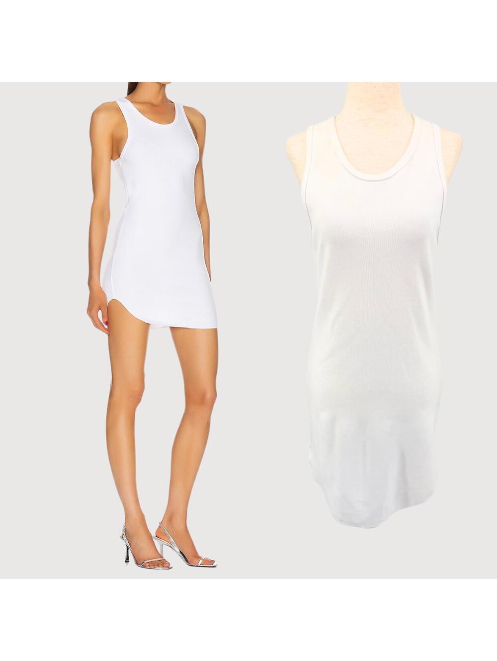 Frankie B Shea Tank Mini Dress White Ribbed L Casual
